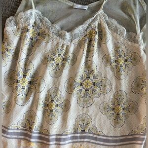 ZARA Sheer Light Yellow Floral Tank - Women’s Size L - Summer Essential